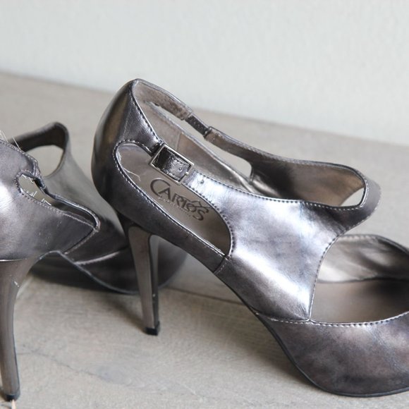 Carlos Santana Pewter Gray Metallic High Heel Pumps US Size 8 - Picture 5 of 12